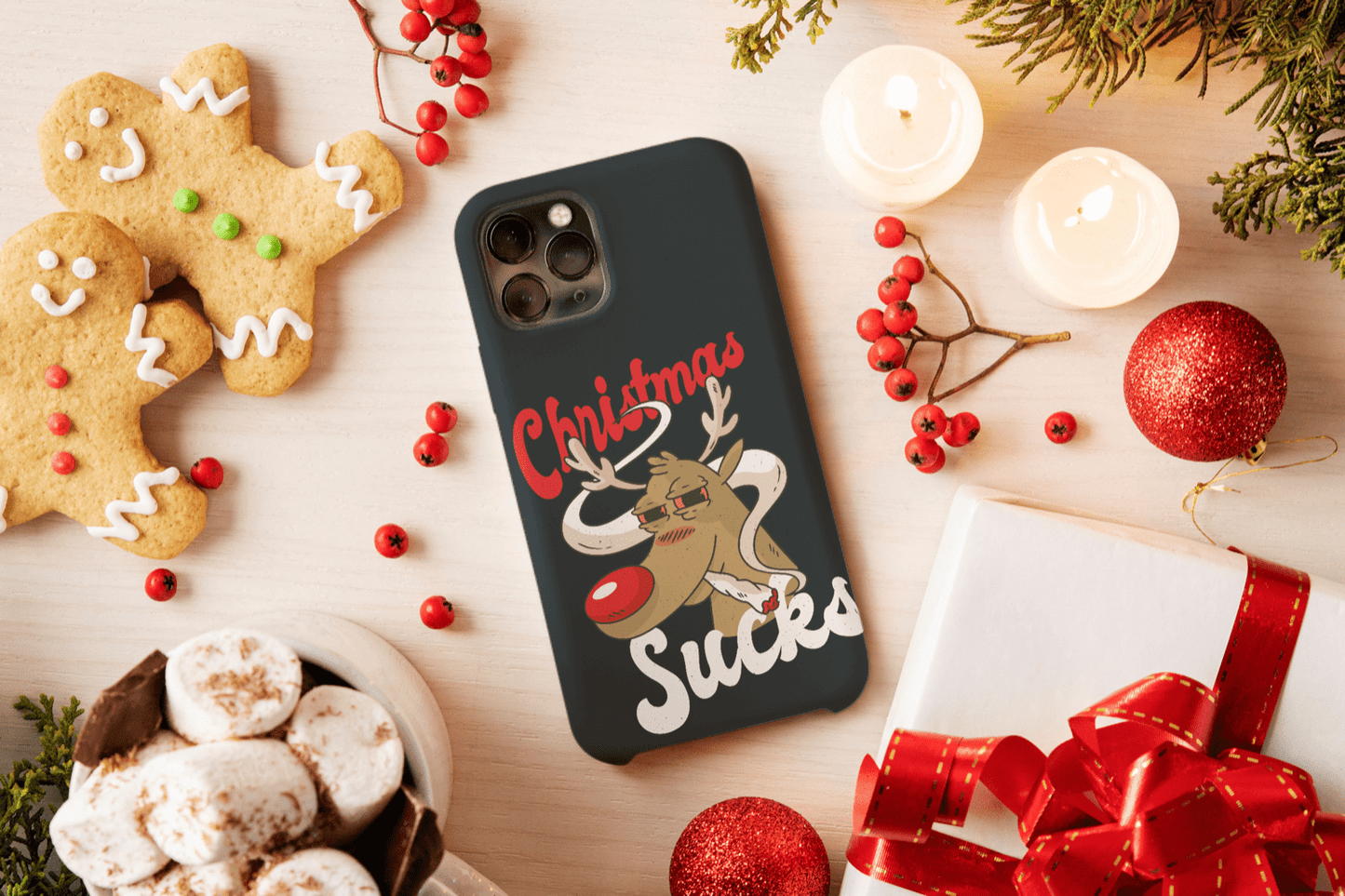 iPhone Handyhülle - Christmas Sucks Rentier mit Joint - SmartPhone Cover