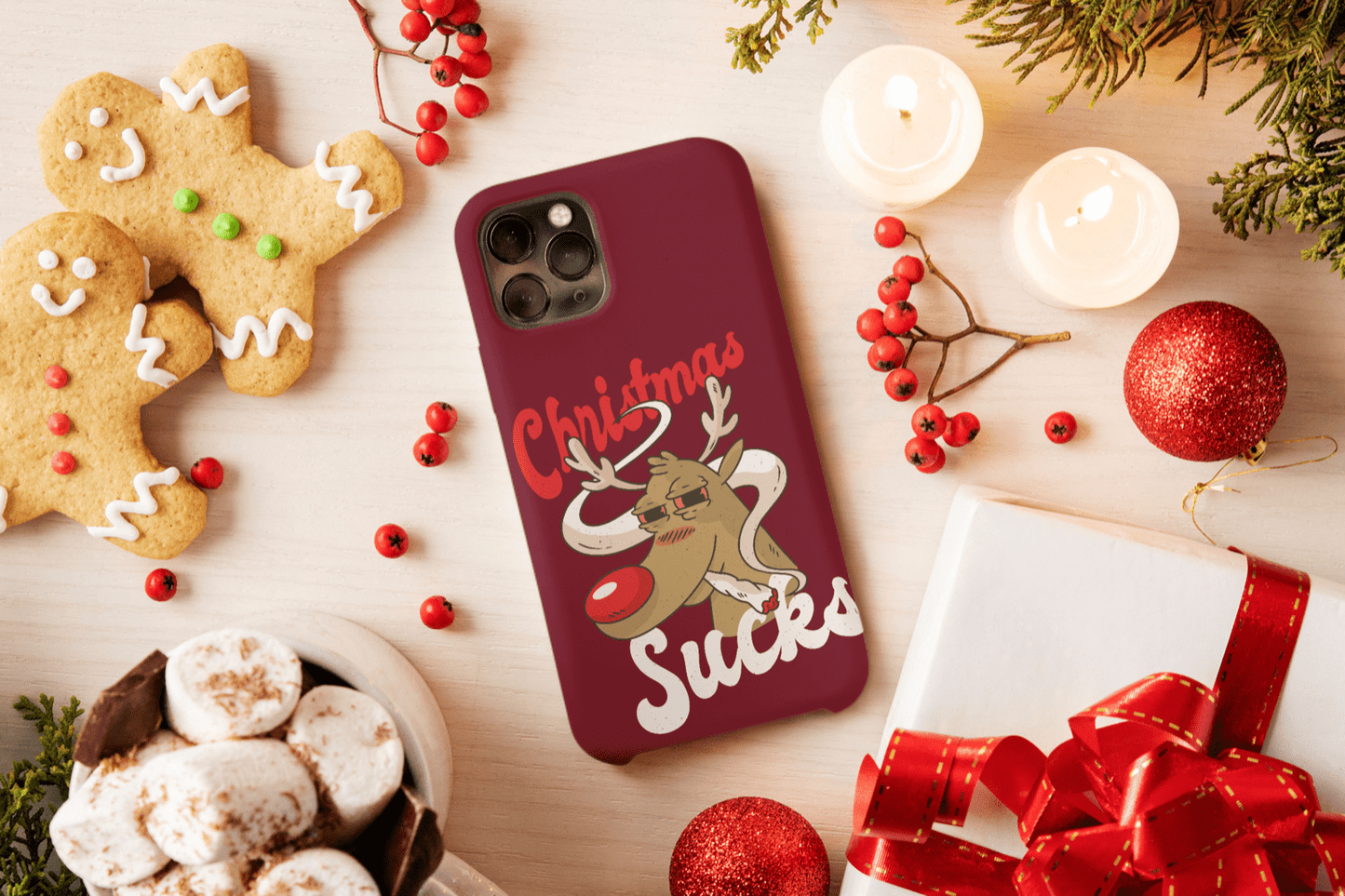 iPhone Handyhülle - Christmas Sucks Rentier mit Joint - SmartPhone Cover
