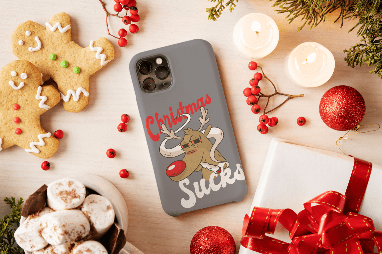 iPhone Handyhülle - Christmas Sucks Rentier mit Joint - SmartPhone Cover