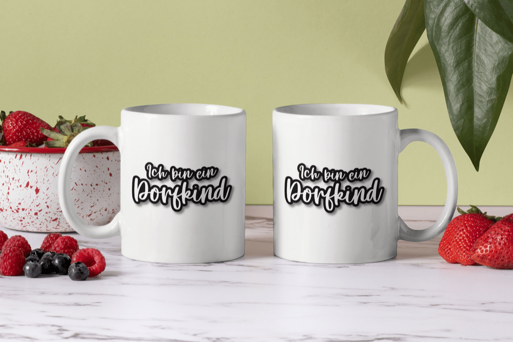 Bedruckte Porzellan Tasse – Ich bin ein Dorfkind