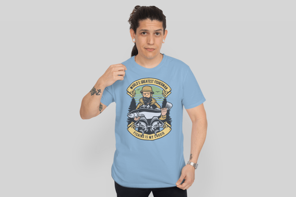 Herren T-Shirt Baumwolle - Worlds greatest Fisherman - Fishing is my Cardio