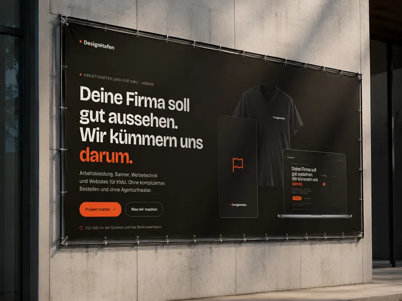 Banner an einer Firmenfassade