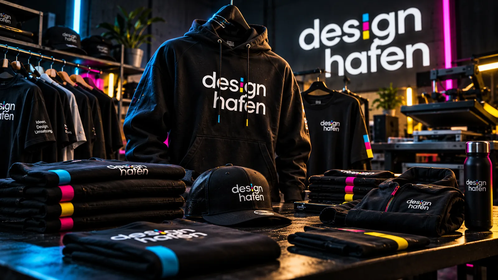 Hoodie und Shirts mit Firmenlogo