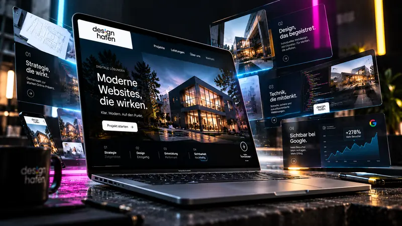 Laptop mit moderner Firmenwebsite