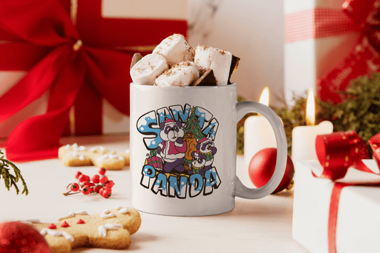 Bedruckte Porzellan Tasse – Santa Panda - Weihnachtsmotiv