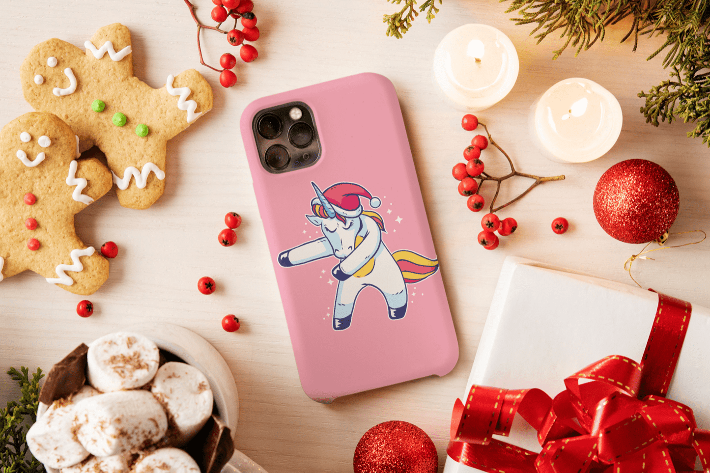 iPhone Handyhülle - Dancing Unicorn Einhorn mit Weihnachtsmütze - SmartPhone Cover