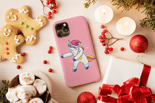 Galaxy Handyhülle - Dancing Unicorn Einhorn mit Weihnachtsmütze - SmartPhone Cover