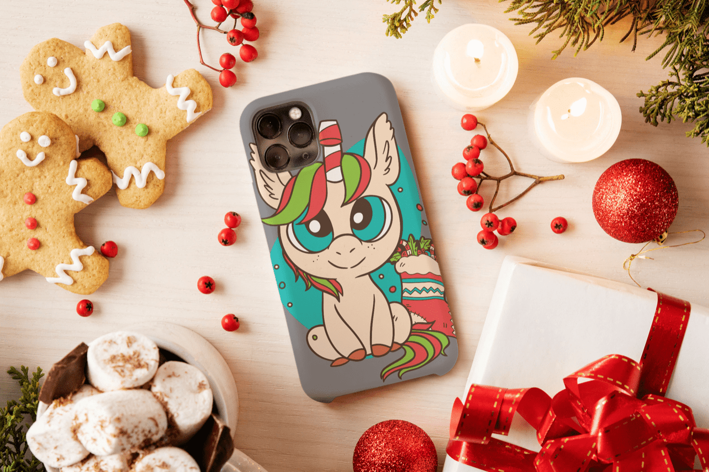 Galaxy Handyhülle - Süsses Einhorn Weihnachtsmotiv - SmartPhone Cover