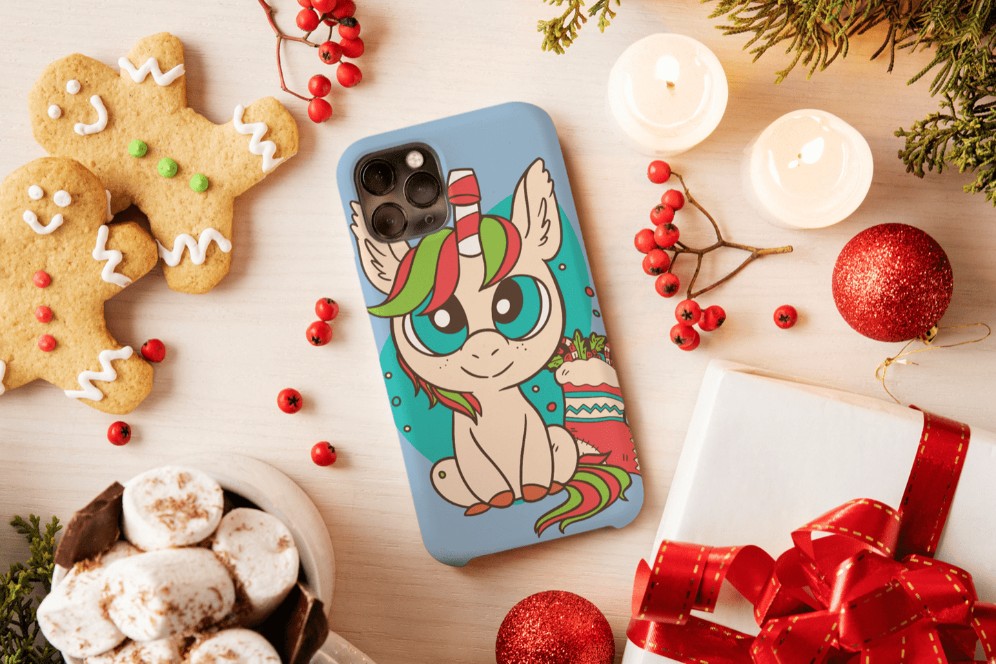 Galaxy Handyhülle - Süsses Einhorn Weihnachtsmotiv - SmartPhone Cover