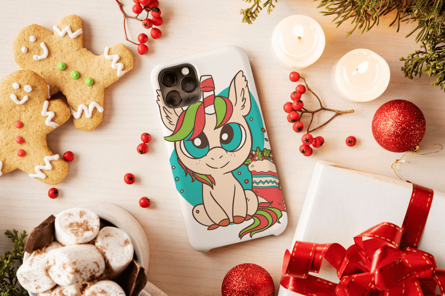 Galaxy Handyhülle - Süsses Einhorn Weihnachtsmotiv - SmartPhone Cover