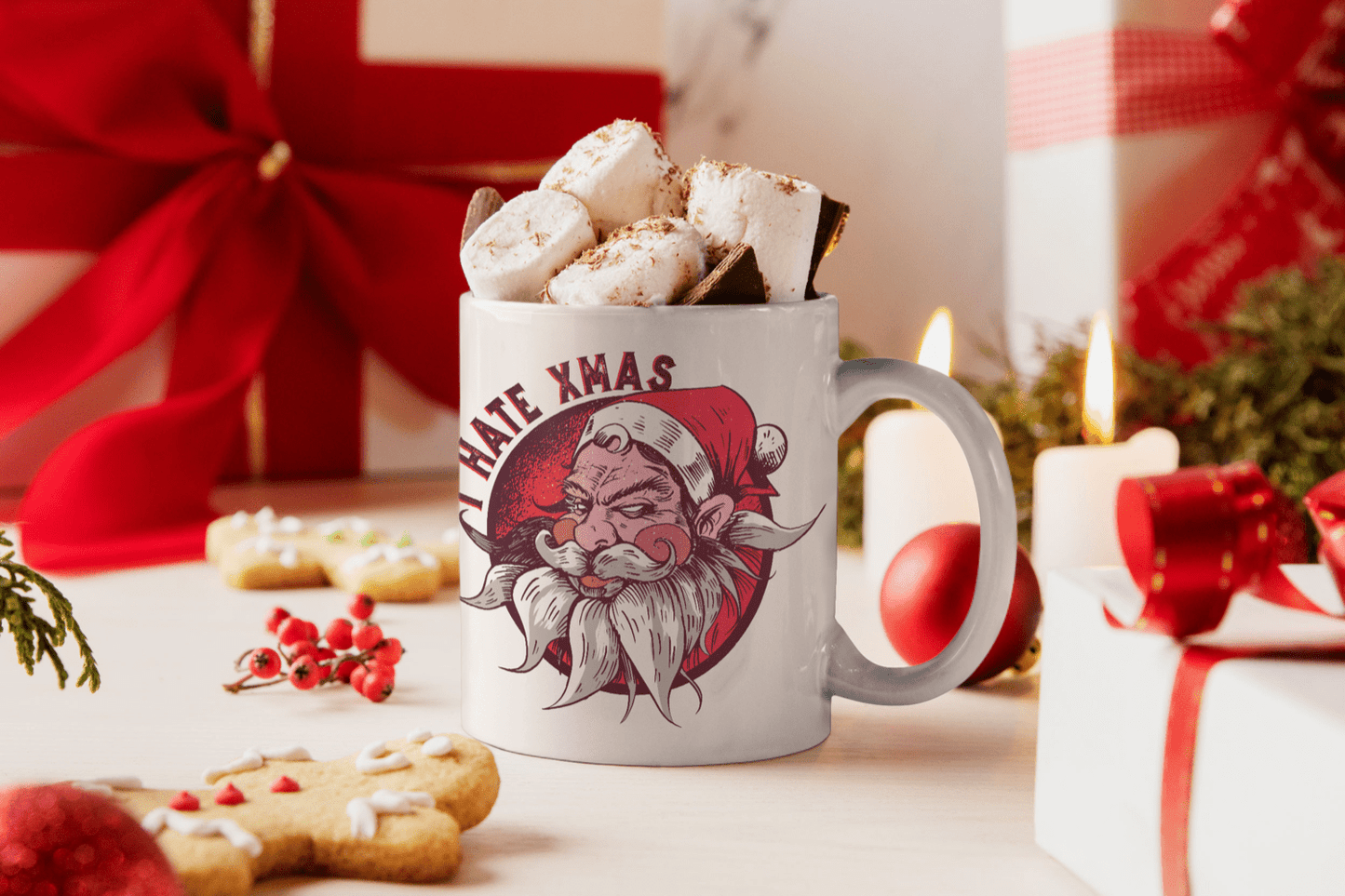 Bedruckte Porzellan Tasse – I hate XMAS Weihnachtsmann - Anti Weihnachten