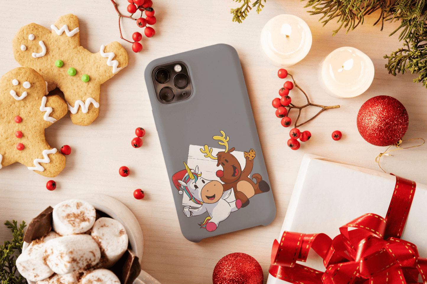 Galaxy Handyhülle - Baby Einhorn und Rentier Weihnachtsmotiv - SmartPhone Cover