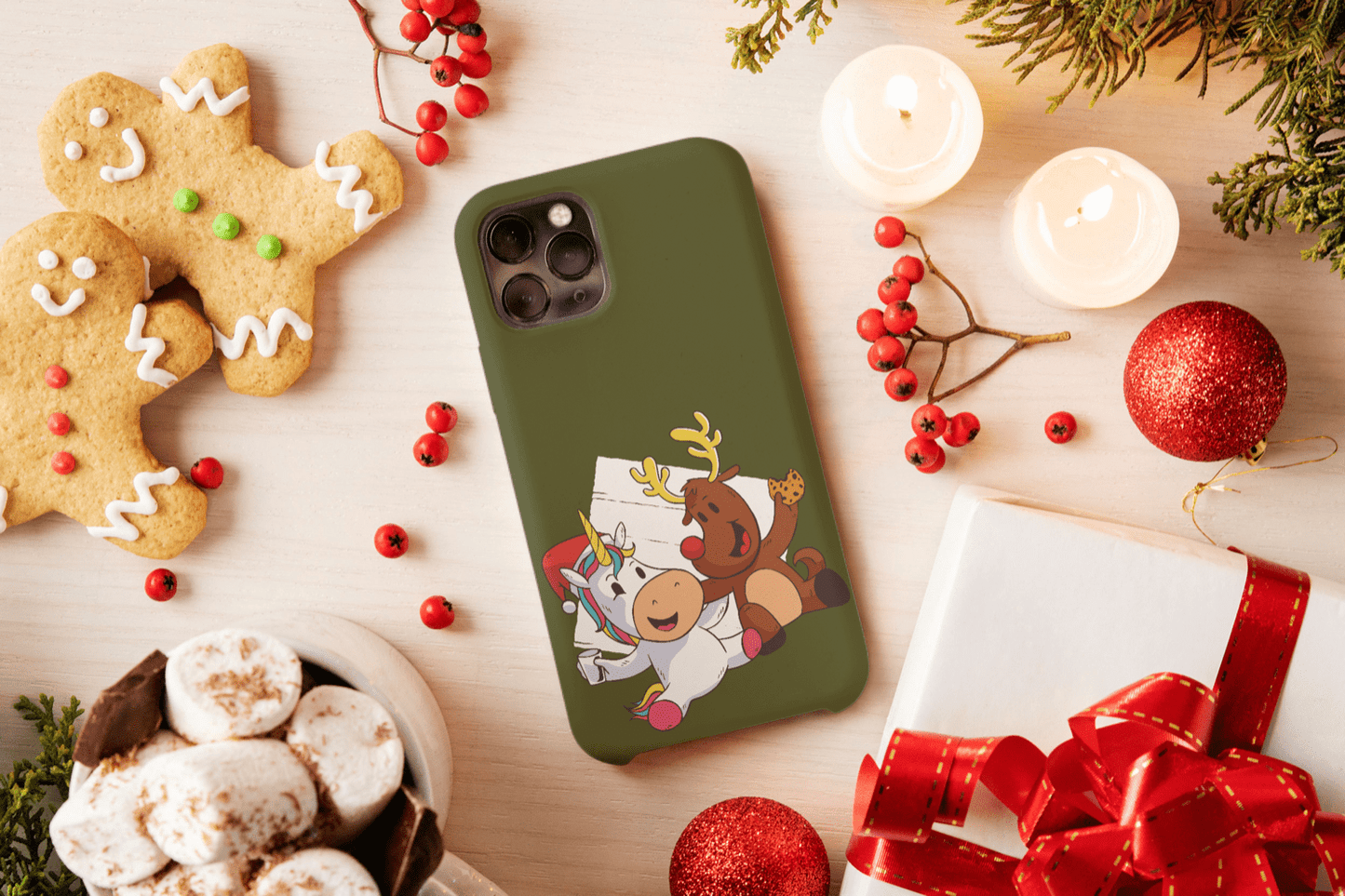 Galaxy Handyhülle - Baby Einhorn und Rentier Weihnachtsmotiv - SmartPhone Cover
