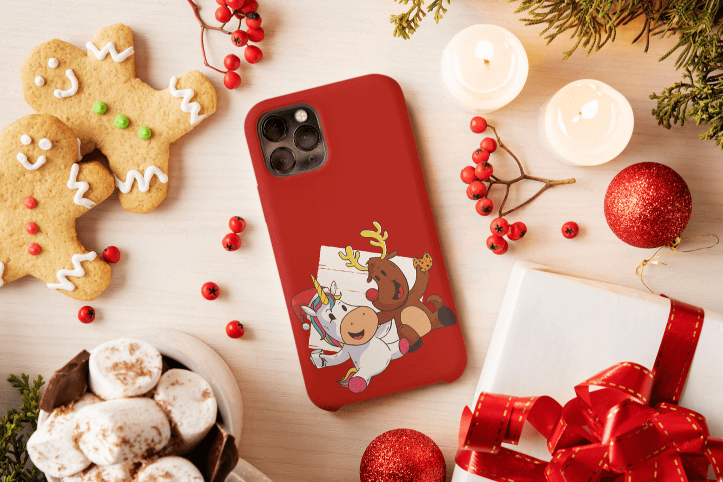 Galaxy Handyhülle - Baby Einhorn und Rentier Weihnachtsmotiv - SmartPhone Cover
