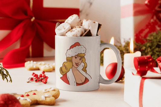Bedruckte Porzellan Tasse – Comic Santa Wife - Weihnachten
