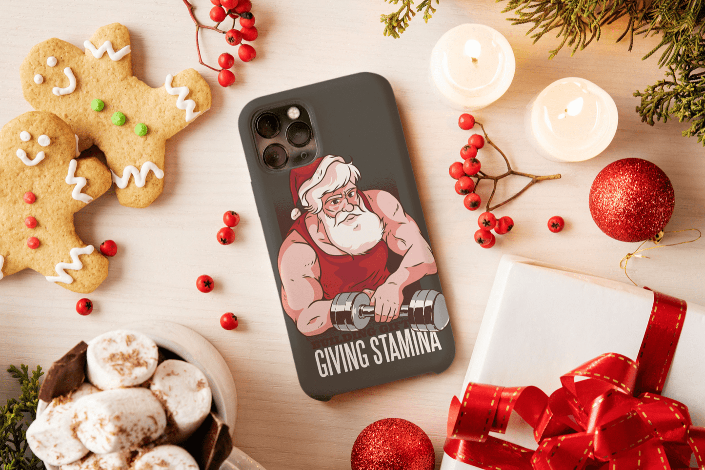 iPhone Handyhülle - Santa Gym Design - SmartPhone Cover