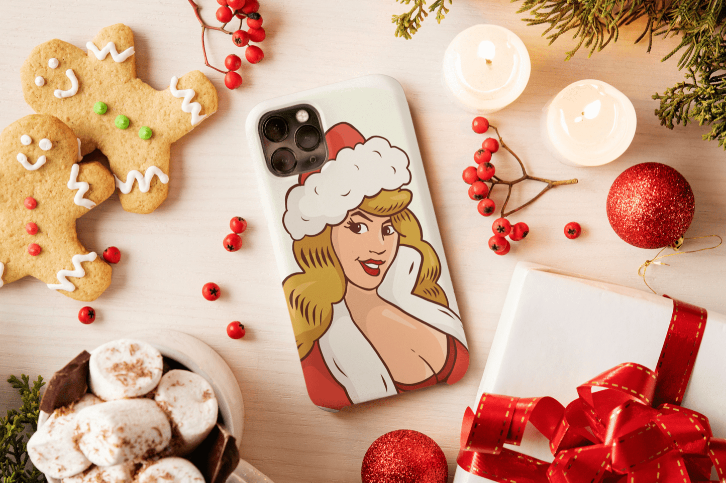 iPhone Handyhülle - Comic Santagirl Weihnachtsmotiv - SmartPhone Cover