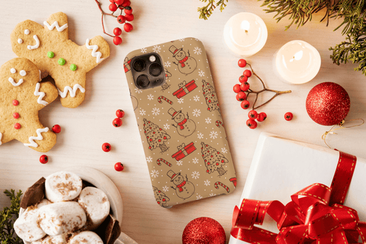 iPhone Handyhülle - Weihnachtliches Design mit Schneemann und Zuckerstange - SmartPhone Cover
