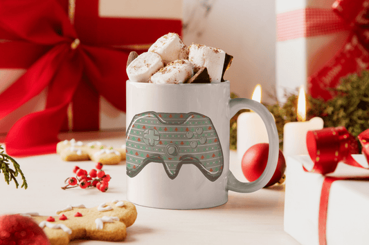 Bedruckte Porzellan Tasse – Game Controller im Weihnachtsdesign