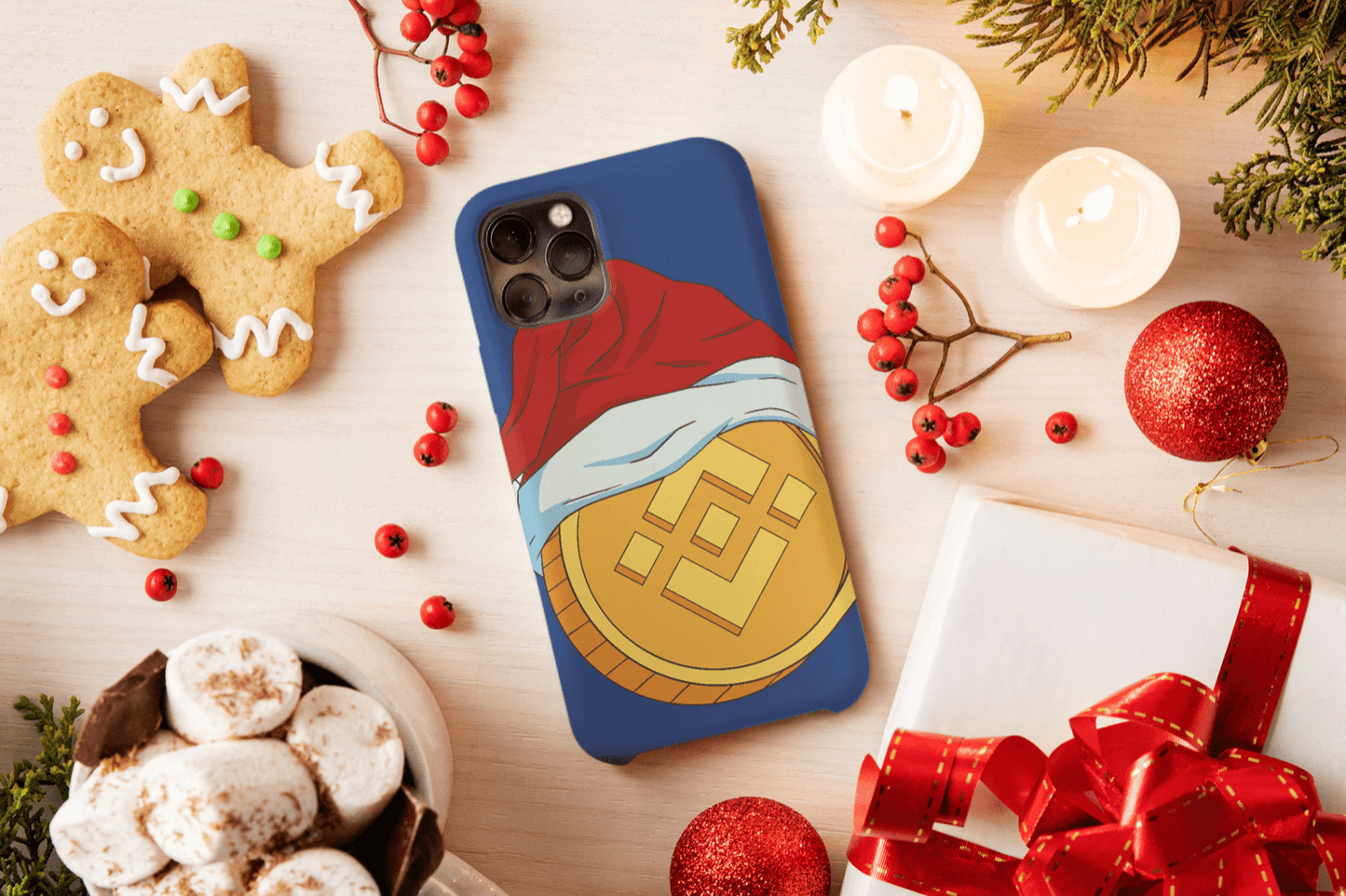 Galaxy Handyhülle - Binance Coin mit Weihnachtsmütze - SmartPhone Cover