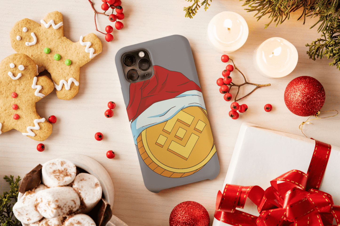 Galaxy Handyhülle - Binance Coin mit Weihnachtsmütze - SmartPhone Cover