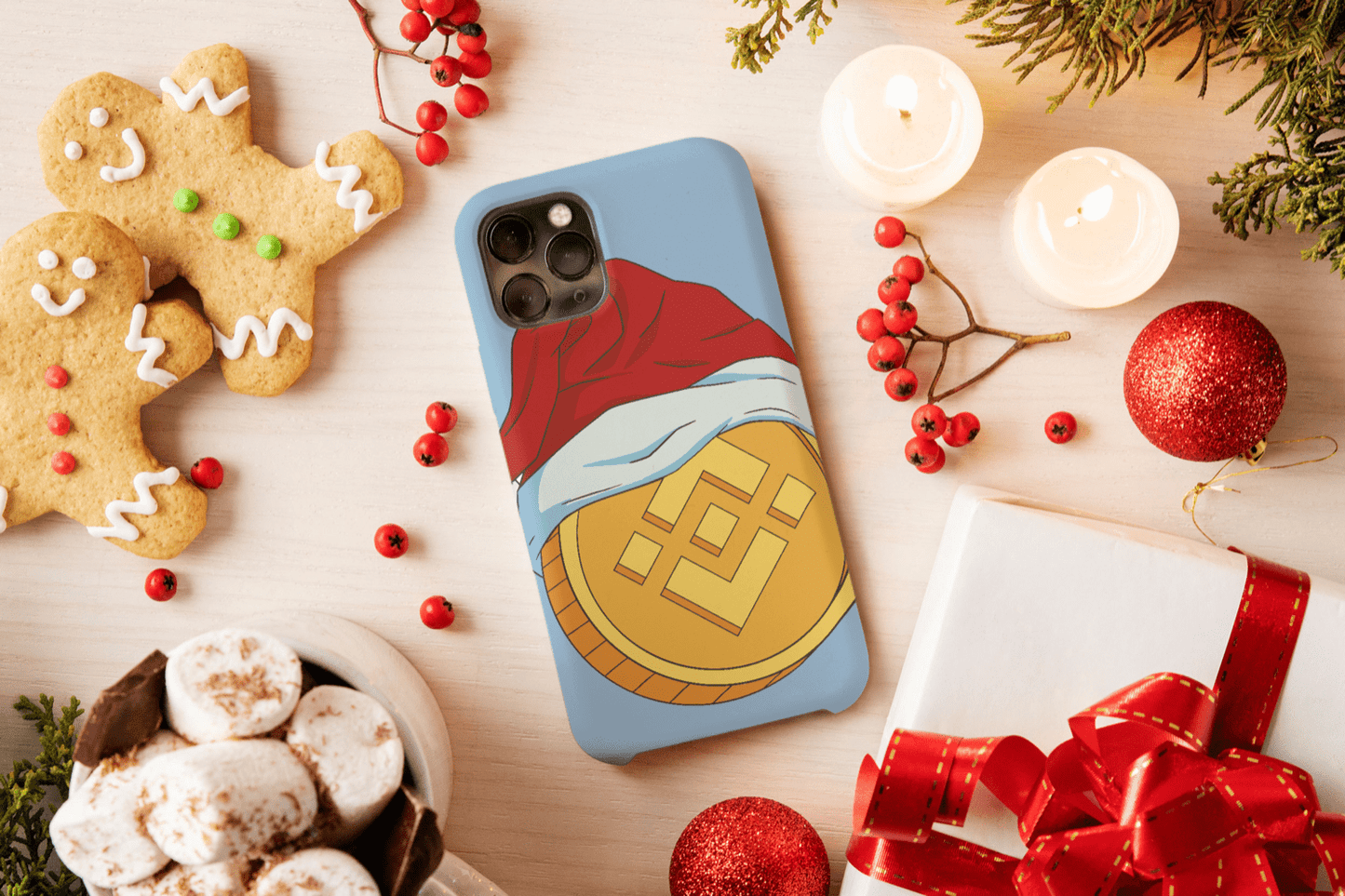 Galaxy Handyhülle - Binance Coin mit Weihnachtsmütze - SmartPhone Cover