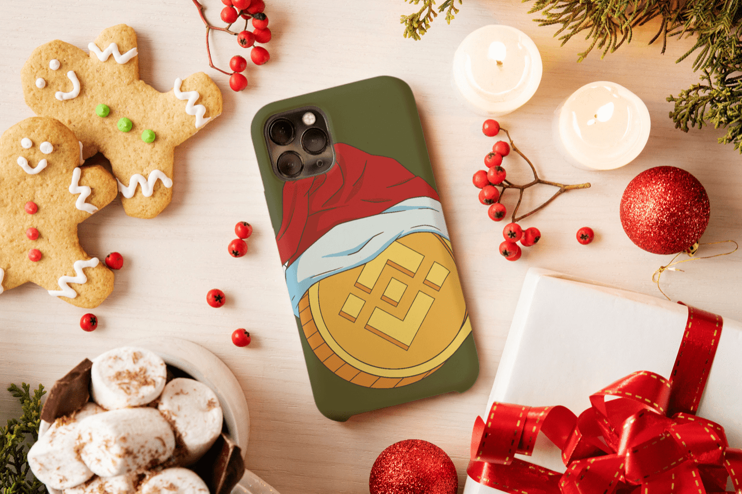 Galaxy Handyhülle - Binance Coin mit Weihnachtsmütze - SmartPhone Cover