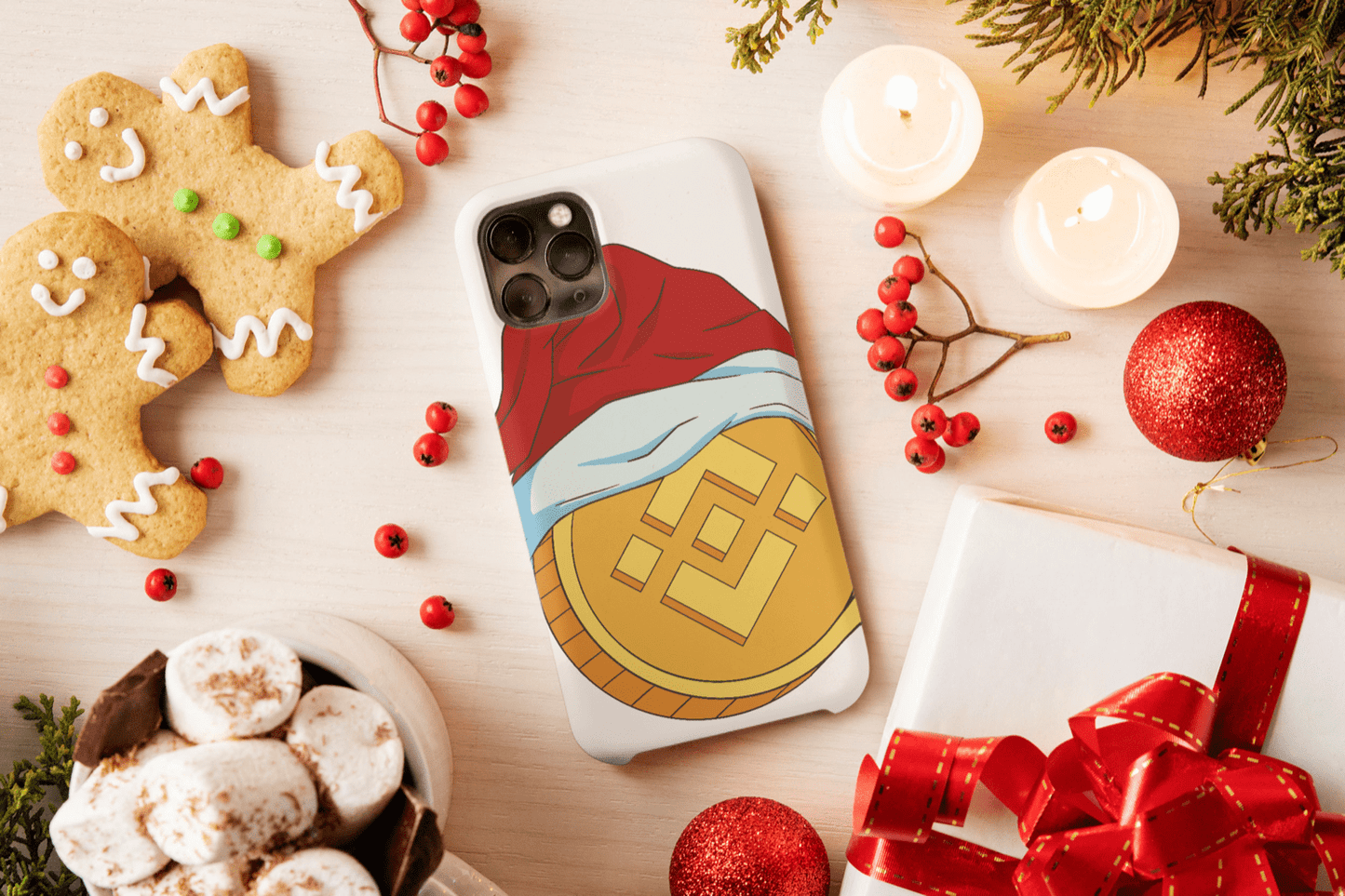 Galaxy Handyhülle - Binance Coin mit Weihnachtsmütze - SmartPhone Cover