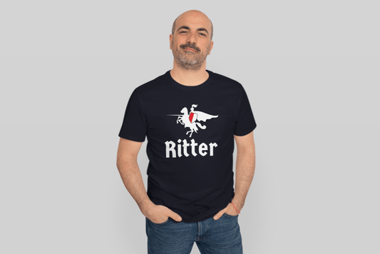 Herren T-Shirt Baumwolle - Ritter zu Ross mit Lanze und Schild - Turnei.ch