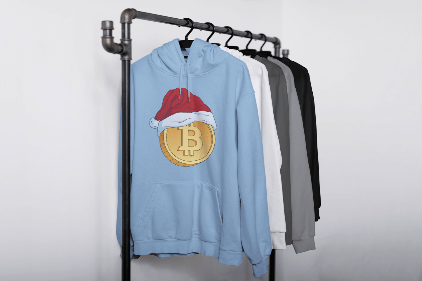 Unisex Hoodie - Bitcoin mit Weihnachtsmütze