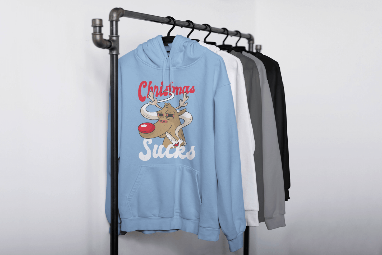 Unisex Hoodie - Christmas sucks - Rentier mit Joint - Anti Weihnachten