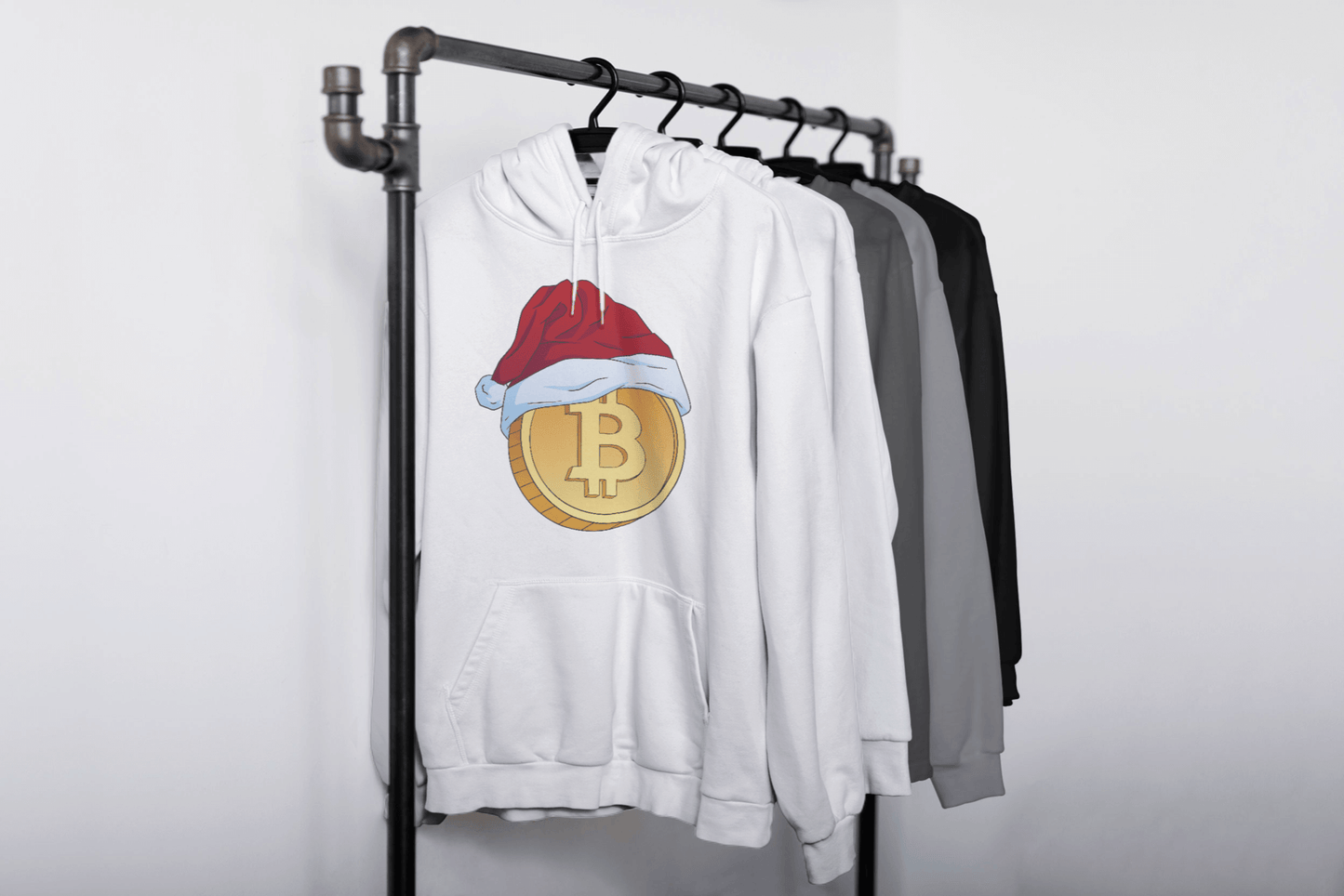 Unisex Hoodie - Bitcoin mit Weihnachtsmütze